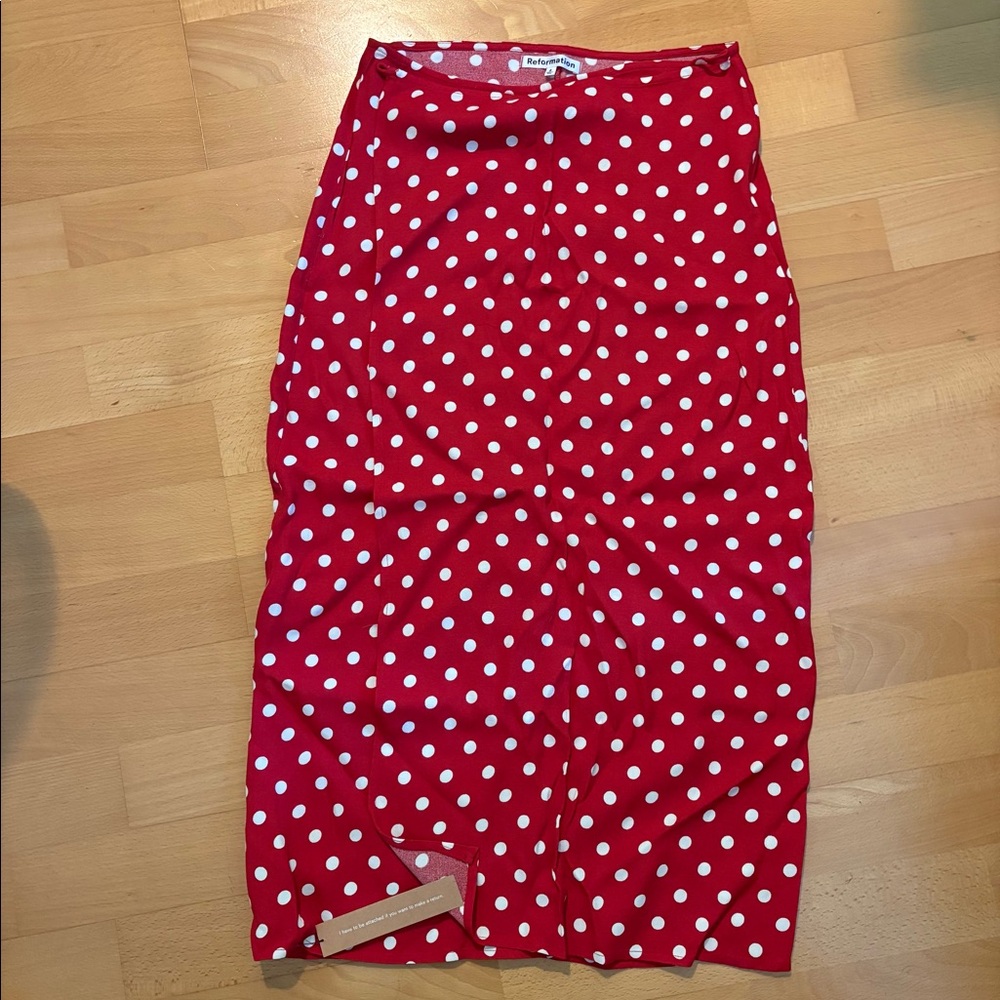 Reformation Red Voyage Polka Dot Top & Skirt Set - Picture 6 of 8